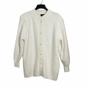 Fully Fashion Radzoli Vintage Angora White Button Front Cardigan Free Size